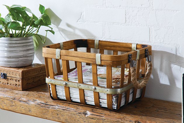 Better Homes & Gardens Conjunto de cesta média de bambu de metal galvanizado com 2 pacotes, US $ 37