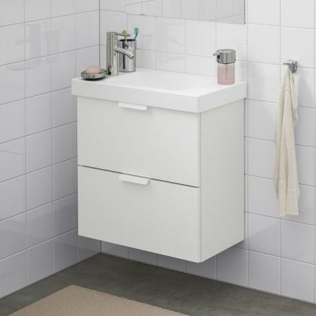 vaidade do banheiro pequeno com gavetas duplas