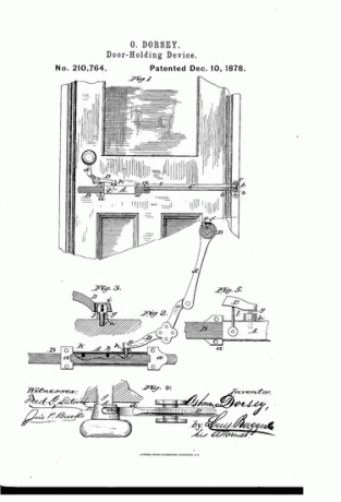 schizzi di un brevetto di maniglia