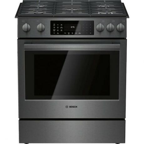 melhor fogão a gás Bosch 800 5 Queimadores 4,8-cu ft Auto-limpeza Convecção Elemento Europeu Slide-In Gás Gama