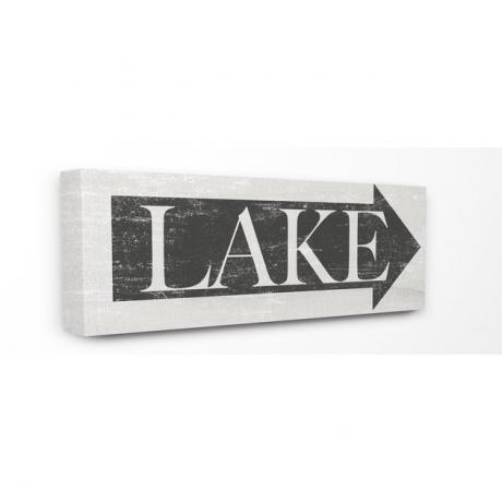 De Stupell Home Decor Collection Lake Arrow Sign grijs en wit noodlijdende gespannen canvas Wall Art, 10 x 1,5 x 24