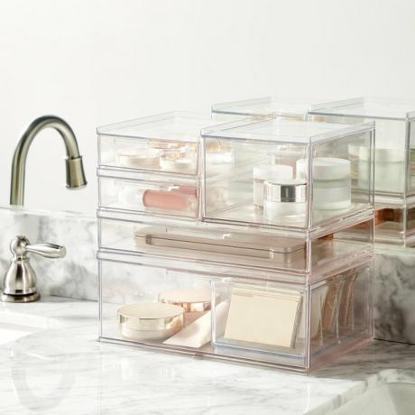 gavetas de empilhamento transparentes