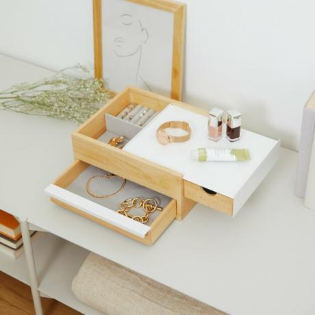 organizador de joias moderno com compartimentos e gavetas