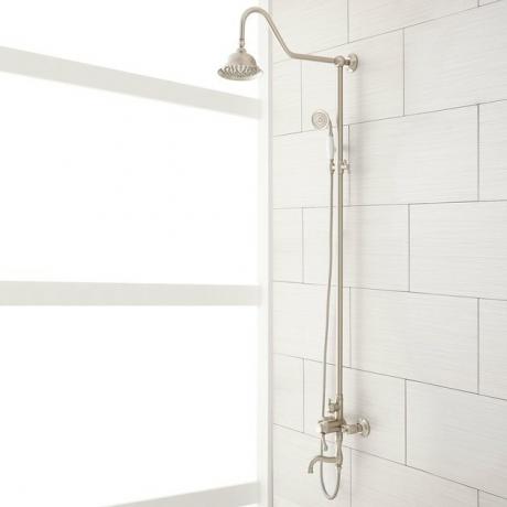 chuveiro remodelar idéias assinatura hardware branco moderno chuveiro tradicional exposto torneira da cabeça de chuveiro