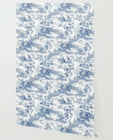 Society 6 Poederblauw Chinoiserie Toile Behang