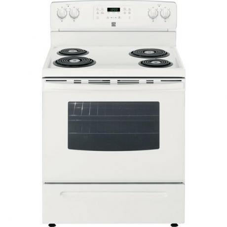 5,3 kub. pėdų Savaime išsivalanti „Kenmore“ viryklė su elektrine ritine baltai, 649,99 USD
