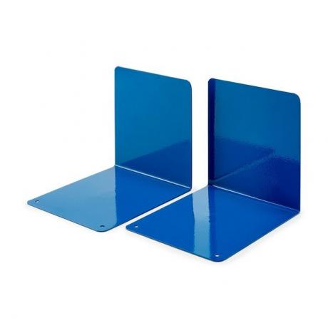 materiais de organização de escritório, suportes para livros minimalistas azuis