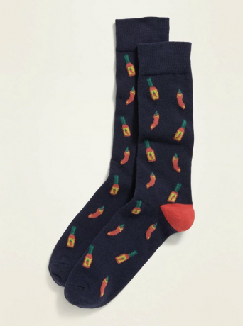 LD Navy Impresso tripulação meias para homens em molho picante
