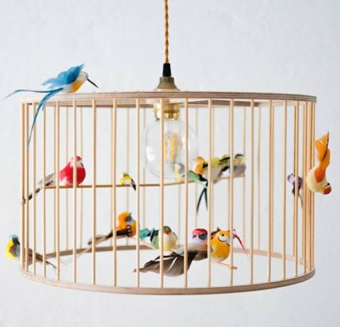 hanglamp met nep vogelkooi