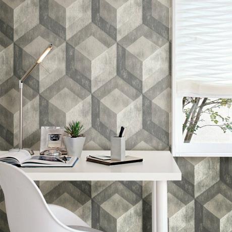 Papel de parede Bauhaus cinza com efeito de concreto