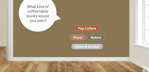 skjermdump med tekst "hva slags sofabordbøker ville du eie?" og andre tekstfelt
