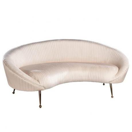 lenkta ekologiška sofa iš beveik baltos spalvos iš „Chairish“