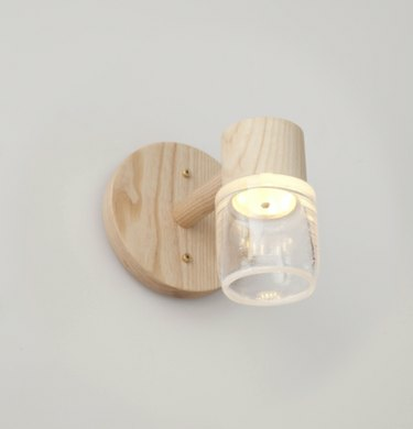 Circlet Single Sconce Ясно издухано стъкло, дърво, осветление, съвременно,
