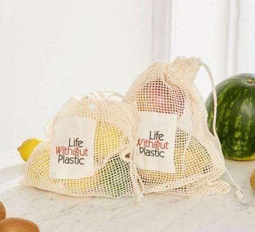 Leven zonder plastic katoenen mesh-producttas, $ 8