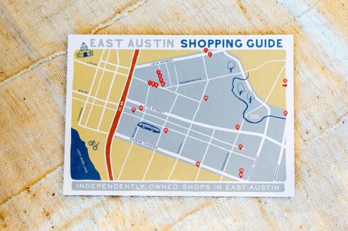 Guida allo shopping stampata di East Austin