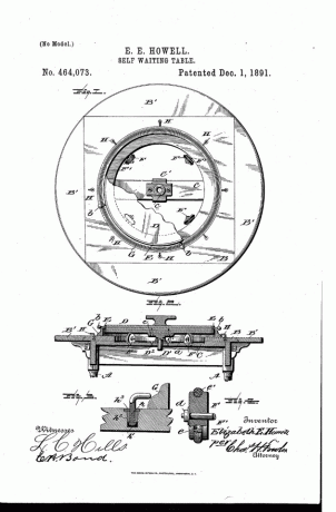 Patente de Elizabeth Howell "Tabela de espera em 1891"