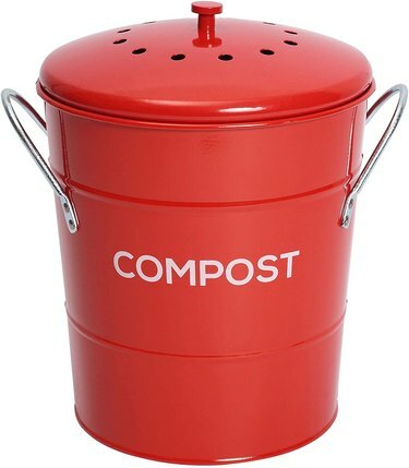 crvena kanta za kompost od nehrđajućeg čelika s filterom za ugljen