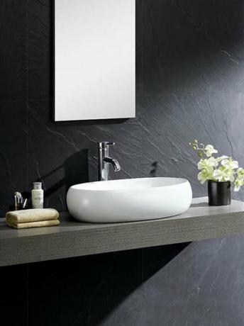 Pia para banheiro de cerâmica Acessórios finos para vasos vítreos porcelanatos ovais brancos da Overstock