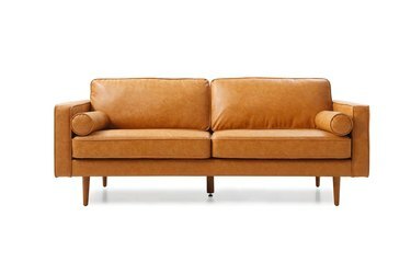 šviesiai ruda dirbtinės odos sofa