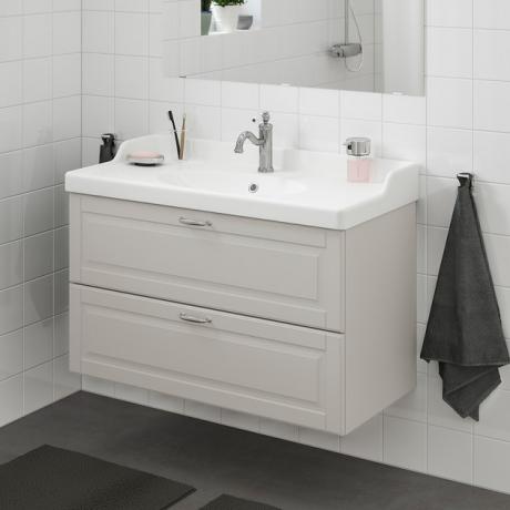 vaidade do banheiro moderno com gavetas duplas