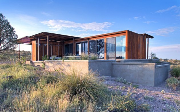 modern prefab huis in Marfa, Texas