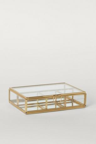 organizador de joias transparente com armação de metal