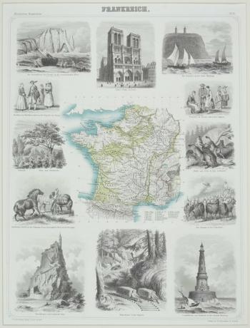 Vintage karta över Frankrike