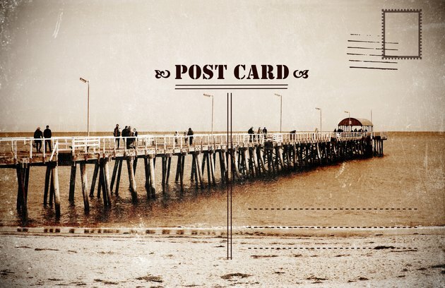 Retro vintage filtru stils Sēpijas veca izbalējusi vasaras brīvdienu pastkarte