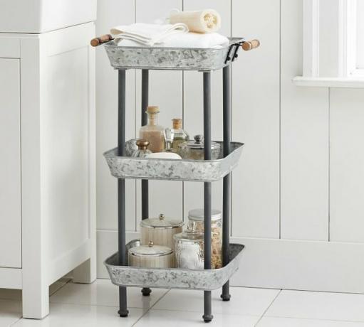 Kúpeľňový úložný priestor Shabby Chic s 3poschodovou kovovou policou do kúpeľne.