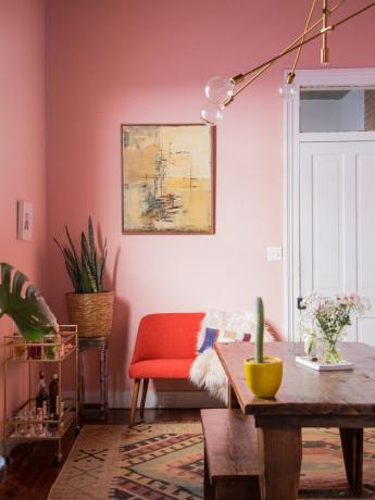 roze eetkamer