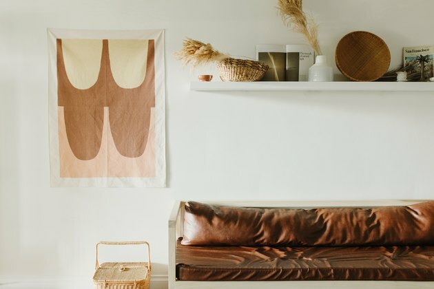 Woonkamer Boho California met leren bankstel