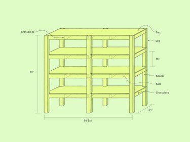 doe-het-zelf opslagplanken tekenen, kelderopslagplanken, plankendiagram