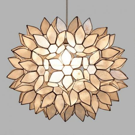 capiz shell pingente luz