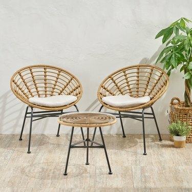 Christopher Knight Home Wicker Chair Set med sidebord