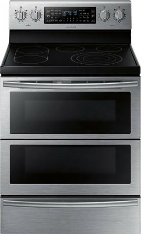 Fogão duplo forno da Samsung em aço inoxidável com fogão eléctrico