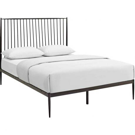 Industrieel meubilair, bedframe Froy met gestroomlijnd hoofdeinde en minimale accenten