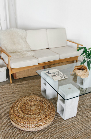 mesa de café de bloco de concreto