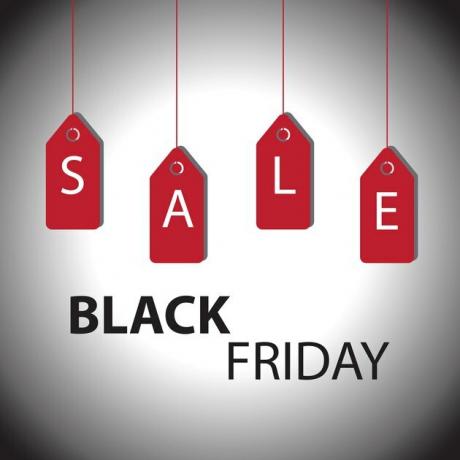 Black Friday-verkoop voegt of vlieger met percentenverkoop toe - Illustratie