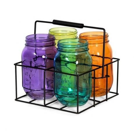 Pfaltzgraff Frascos de vidro de 8 polegadas por 4 polegadas de cores sortidas com caddie, $ 16,99