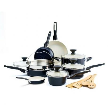 conjunto de panelas de cerâmica preta greenpan