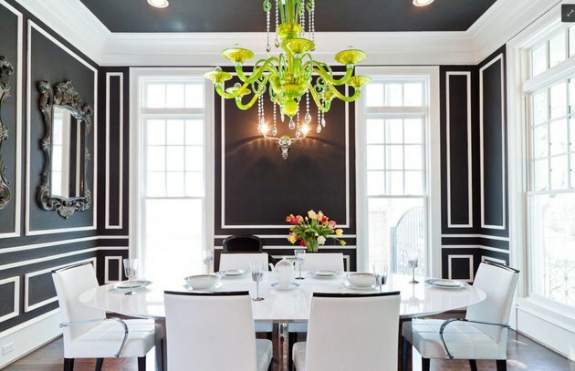 الطلاء الداخلي لون غرفة الطعام الطلاء الأسود