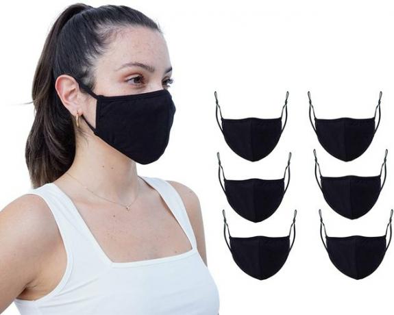 Máscaras faciais de tecido Simlu 6-pack em preto