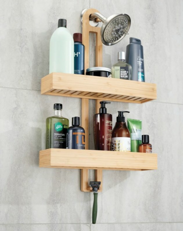 Os melhores caddies de bambu, chuveiros, frascos de shampoo, sabonetes.