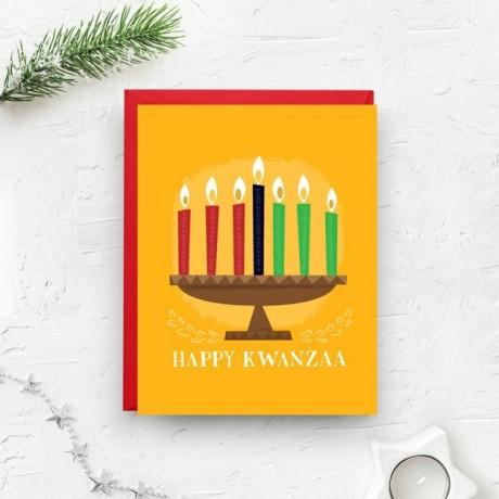 cartão laranja feliz kwanzaa