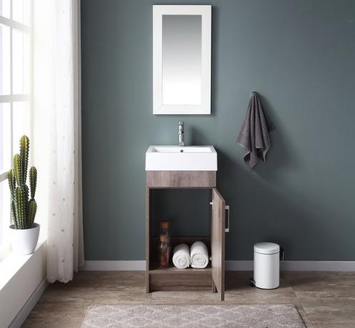 Mainstays Farmhouse 17,75 "Rustic Gray Single Sink Banheiro Vanity