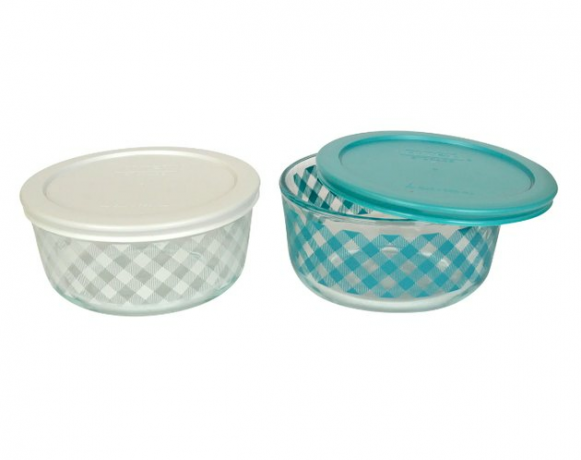 Pyrex geruite geruite glazen voedselopslagcontainerset, $ 21,99