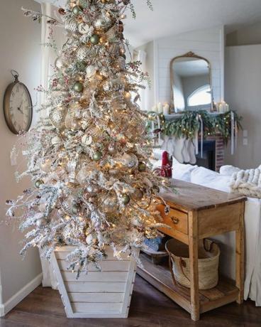 stroomden boerderij Kerstboom idee geplant in houten plantenbak