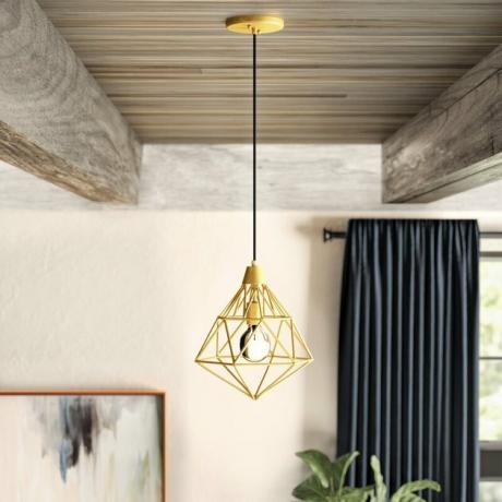 diamantvormige hanglamp in goud