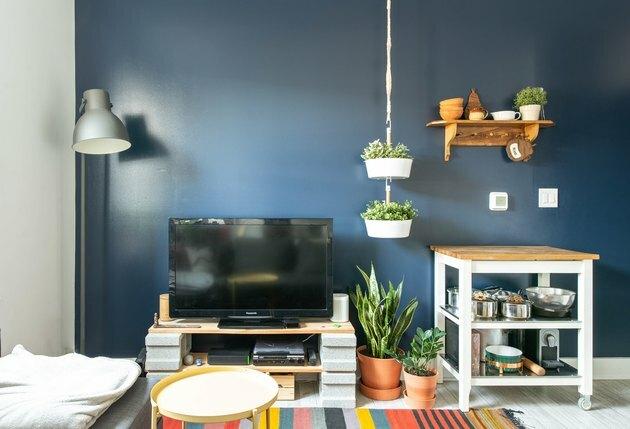 idéias de quarto azul na sala de estar com tinta de parede