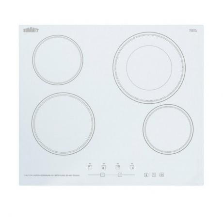 fogão de cerâmica branca com quatro queimadores da Summit Appliance